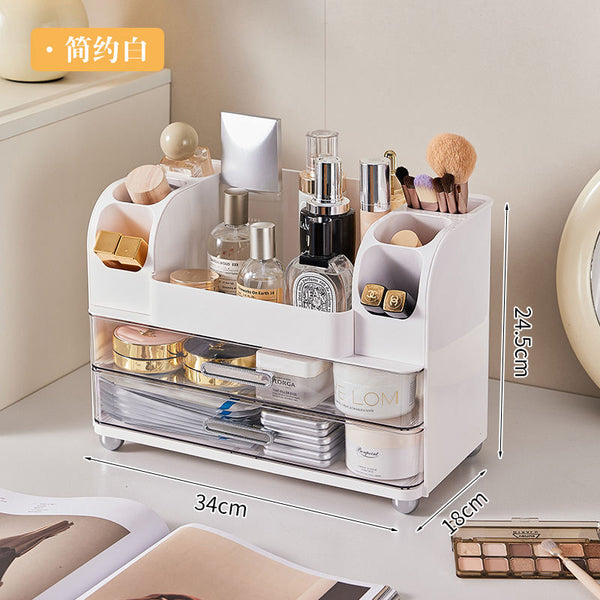 3-Tier Large Capacity Plastic Desktop Organizer – Multifunctional Makeup & Office Storage