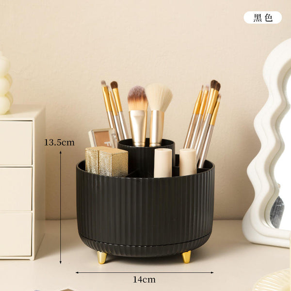 Single-Tier 360° Rotating Desktop Makeup Organizer – Brush, Lipstick & Pen Holder