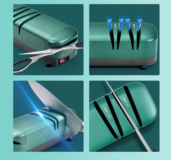 4-Stage Electric Diamond Knife Sharpener – Smart Kitchen Tool for Household Use